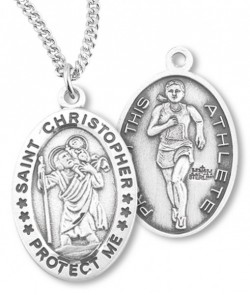 Women's St. Christopher Track Medal Sterling Silver [HMM1090]