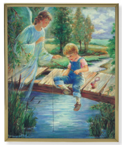 Guardian Angel with Boy Gold Frame 8x10 Plaque [HFA4912]