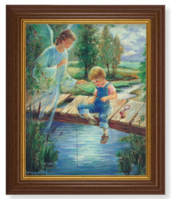 Guardian Angel with Boy by Blanc 8x10 Textured Artboard Dark Walnut Frame [HFA5590]