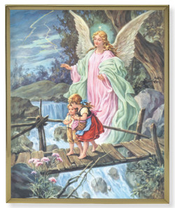 Guardian Angel Gold Trim Plaque - 2 Sizes [HFA0172]