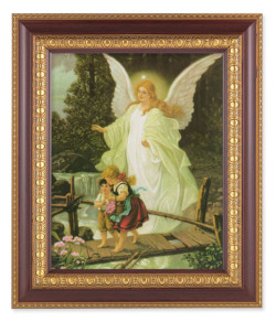Guardian Angel Over Bridge 8x10 Framed Print Under Glass [HFP7826]
