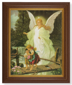 Guardian Angel Over the Bridge 8x10 Textured Artboard Dark Walnut Frame [HFA5550]