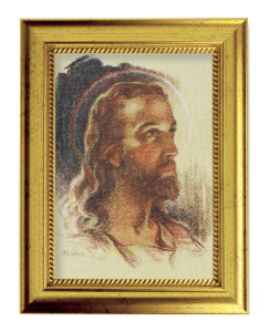 Head of Christ 5x7 Print in Gold-Leaf Frame [HFA5226]