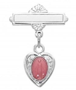 Heart Shaped Miraculous Baby Pin - Sterling Silver and Pink [MVB1013]