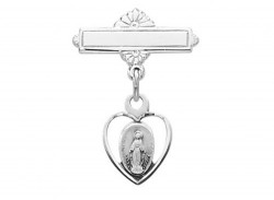 Heart Shaped Miraculous Baby Pin - Sterling Silver [MVB1011]