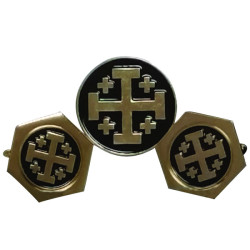 Hexagon Jerusalem Cross Cufflinks [TCG0356]