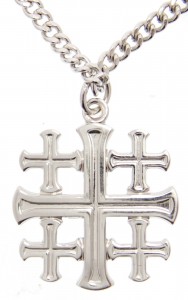 Men's High Polish Jerusalem Cross Pendant with Chain [HM0797]