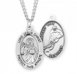 Jesus Protect this Ice Hockey Athlete Medal Boys [HMM3041]