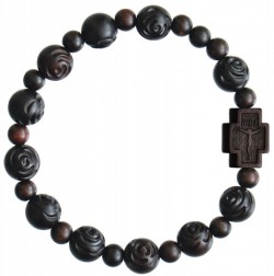 Jujube Wood Rose Bead Rosary Bracelet - 10mm [RB9016]