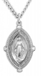 Large Almond Shape Miraculous Medal Text Border [HM0835]