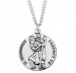 Large Round Saint Christopher Necklace [HMM3411]