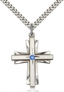 Large Women's Cross on Cross Pendant with Birthstone Options [BLST0677]