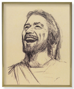 Laughing Christ Gold Frame 11x14 Plaque [HFA4964]