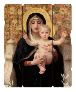 Madonna and Child Distressed Wood Wall Plaque [HFA4621]
