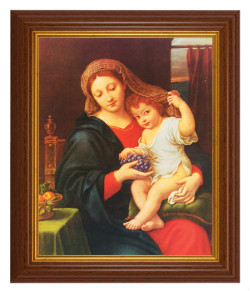 Madonna of Grapes by Mignard 8x10 Textured Artboard Dark Walnut Frame [HFA5506]