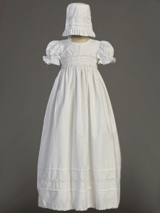 Marie Smock Cotton Long Length Baptism Gown  [LCC0010]