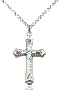 Matte Cross Pendant with Diamond Etching Birthstone Options [BLST6007]