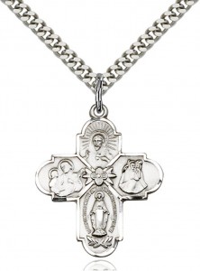 Men's Budded Tip Floral Center Four-Way Medal [CM2091]
