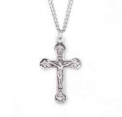 Men's Detailed Floret Tip Crucifix Necklace [HMM3338]