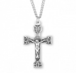 Men's Extended Blade Leaf Crucifix Necklace [HMM3284]