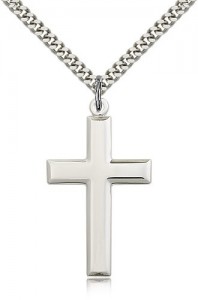 Men's High Polish Cross Pendant Beveled Edge [BM0157]