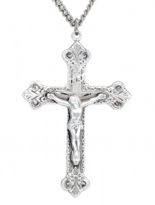Men's Large Budded Edge Crucifix Pendant [HM0737]