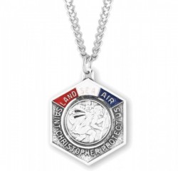 Men's Octagon LAND AIR SEA St. Christopher Necklace [HMM3404]