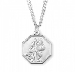 Men's Octagon Shape Saint Christopher Necklace [HMM3402]