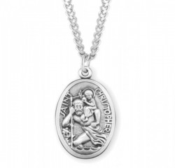 Men's Oval Saint Christopher Necklace [HMM3401]