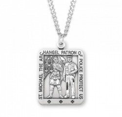 Men's Police and Saint Michael Rectangle Necklace [HMM3012]
