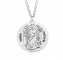 Men's Large Round Saint Michael Pendant [HMM3013]