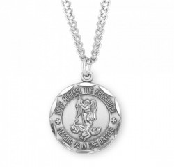 Men's Saint Michael Necklace with Scalloped Round Edge [HMM3001]
