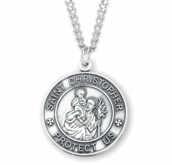 Men's Traditional Round Saint Christopher Necklace [HMM3413]