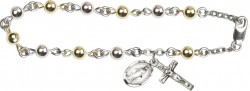 Women's Miraculous Medal Crucifix Pendant Rosary Bracelet [BC0214]