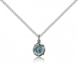 Charm Miraculous Medal Necklace with Blue Enamel [BM0448]