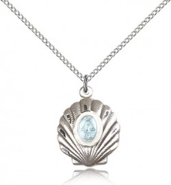 Shell with Blue Miraculous Medal Neclace [BM0459]