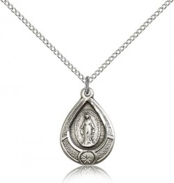 Women's Oxidized Teardrop Miraculous Medal Necklace [BM0477]