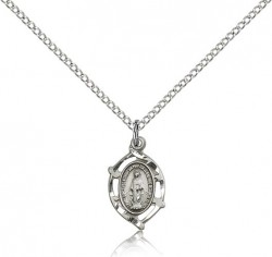 Petite Miraculous Medal Necklace with Pointed Edge [BM0480]