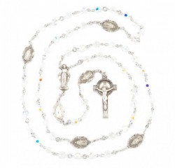Miraculous Rosary with 6mm Swarovski Beads in Sterling Silver [HMBR055]