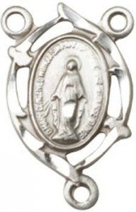Small Pointed Edge Hand Etched Miraculous Rosary Centerpiece [BLCR0159]