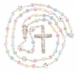 Multi Color Swarovski Crystal Rosary in Sterling Silver [HMBR045]