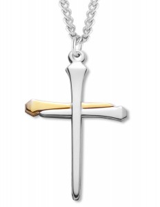 Nail Cross Pendant Sterling Silver Two Tone [RECR1009]
