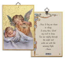 Now I Lay Me Down to Sleep Guardian Angel with Lamp 4x6 Mosaic Plaque [HFA5099]