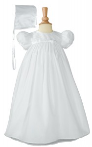 Nylon Tricot Christening Gown with Embroidered Bodice [LTM057]