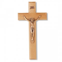 Traditional Oak Wood Wall Crucifix - 10 inch [CRX4152]