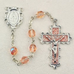 October Birthstone Rosary (Rose) - Rhodium Plated [MVR022]