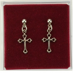 Open-Cut Cross Dangle Earrings [MVER1012]