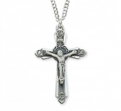 Women's Pointed Edge Wreath Center Crucifix Necklace [CM2021]