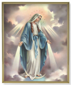 Our Lady of Grace Gold Trim Plaque - 2 Sizes [HFA0141]