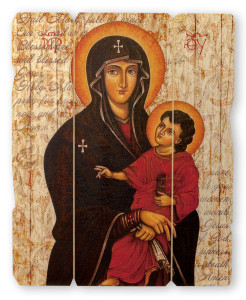 Our Lady of Romanus Distressed Wood Wall Plaque [HFA4632]